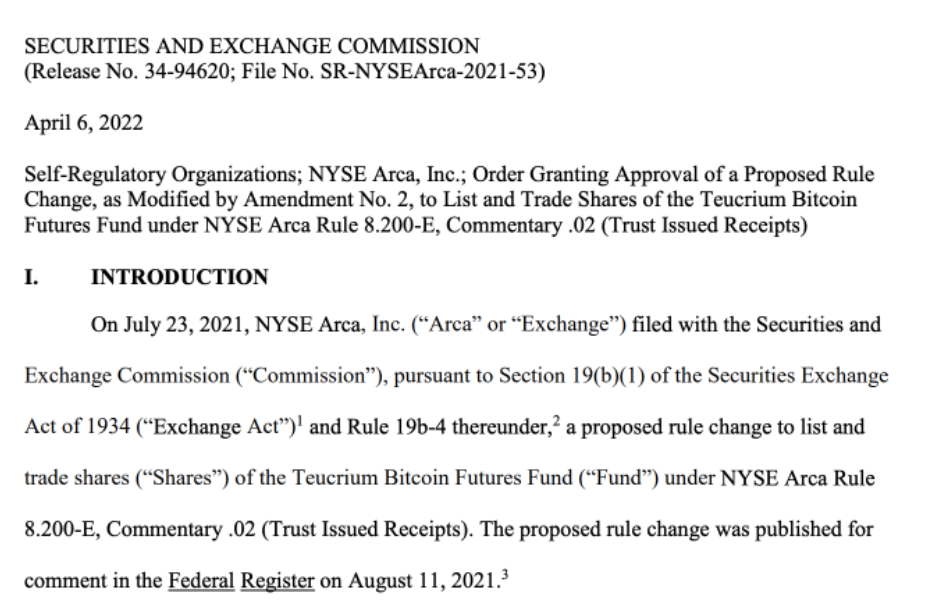 ETF futures approvato dalla Securities and Exchange Commission
